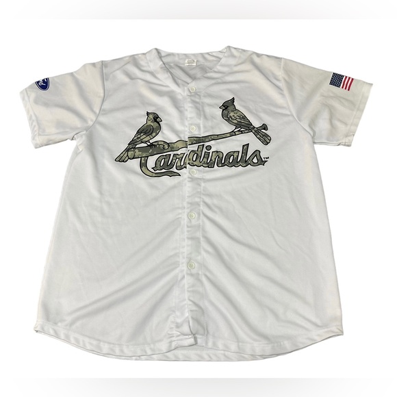 St. Louis Cardinals SGA Jersey XL Camo Button Up Military Flag Ford Sz XL - Picture 1 of 6